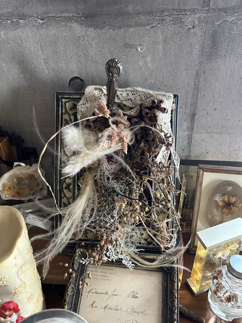 フランスアンティーク カトラリー レース フラワーアレンジメント 吉村みゆき