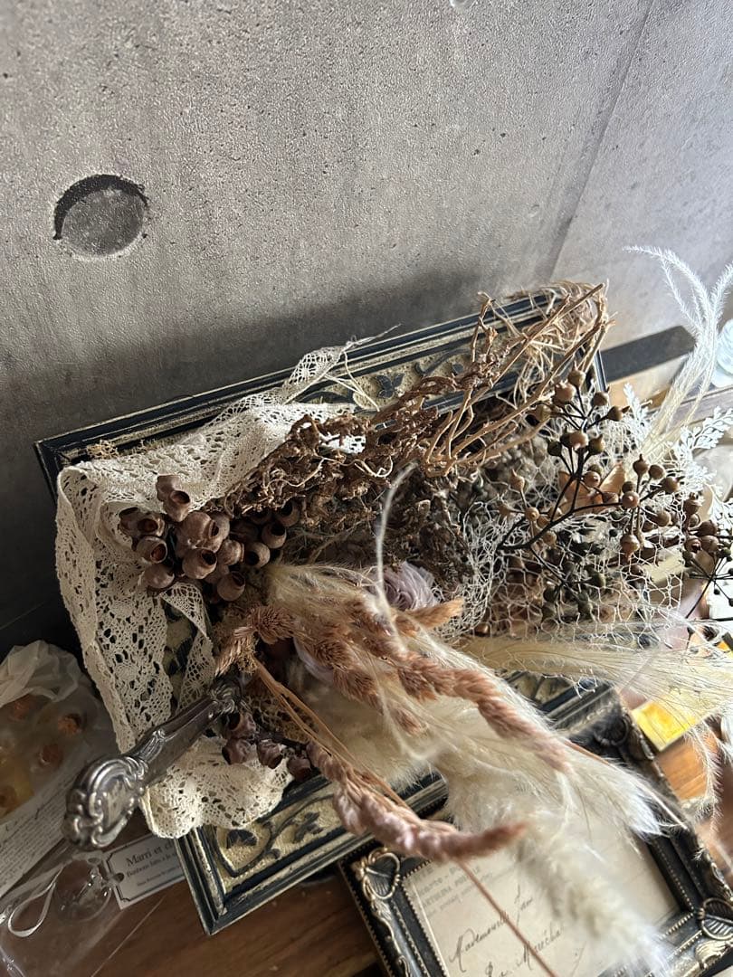 フランスアンティーク カトラリー レース フラワーアレンジメント 吉村みゆき