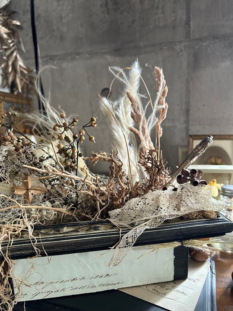 フランスアンティーク カトラリー レース フラワーアレンジメント 吉村みゆき