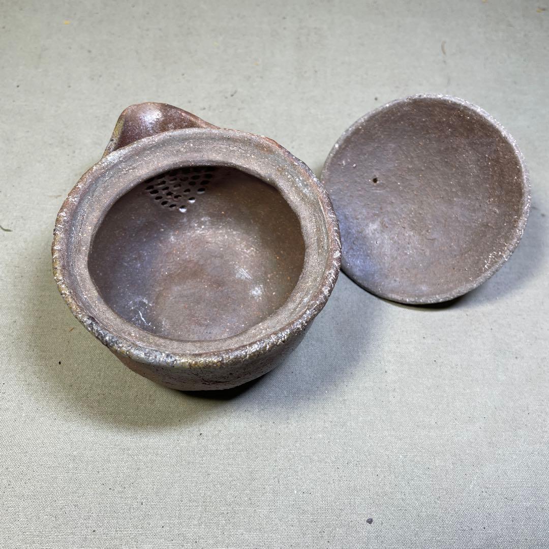 備前焼 備前手造り龍宝瓶 獅子宝瓶 在銘 2点セット 煎茶器