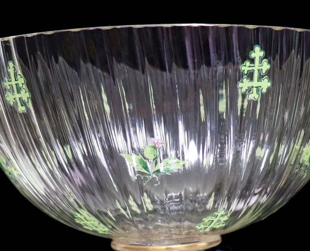 オールド・バカラ 稀少1880年頃金彩エナメルアザミ&ロレーヌ十字大型