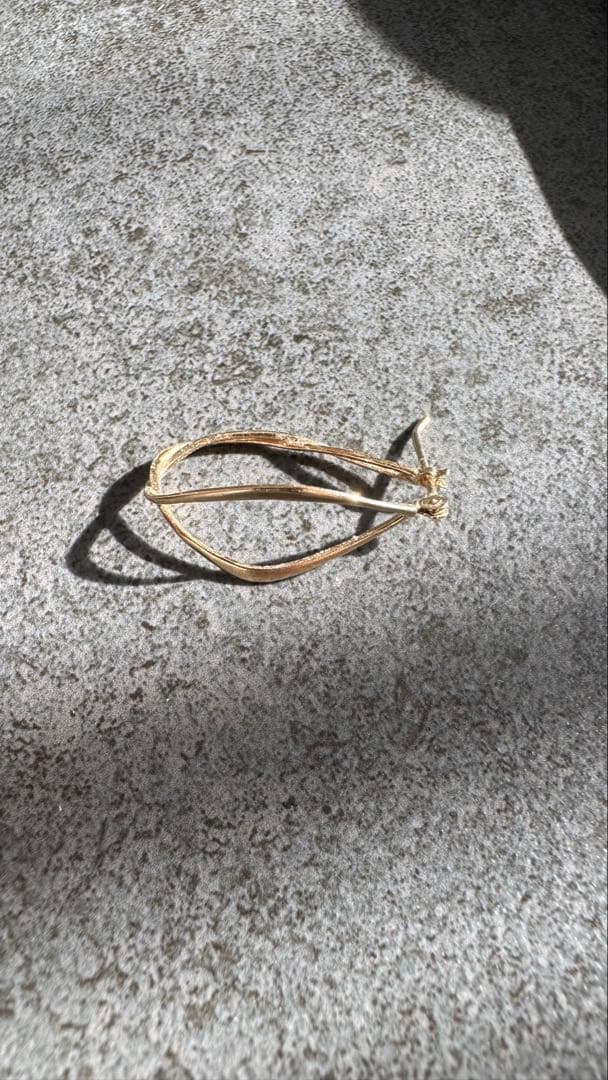 アガット＊フープ＊リーフ型＊ピアス＊片耳＊k10