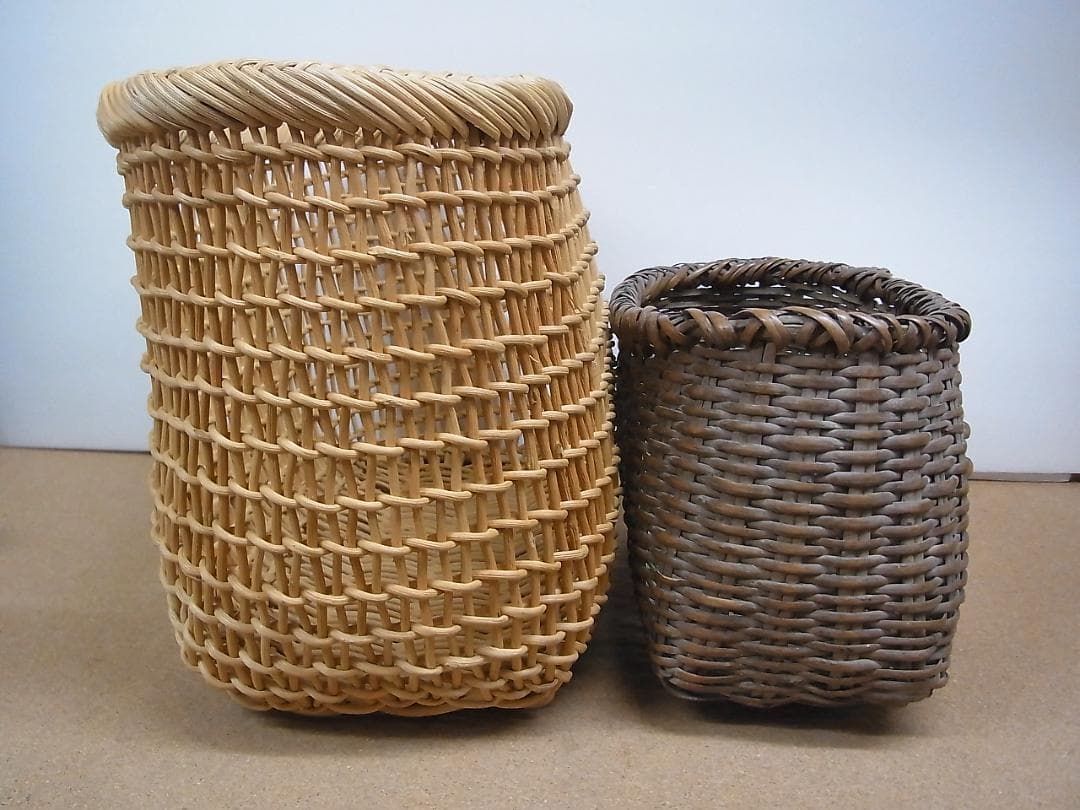こ*子様 あけび（未使用）・籐（昭和）　籠　かご　2個　まとめて