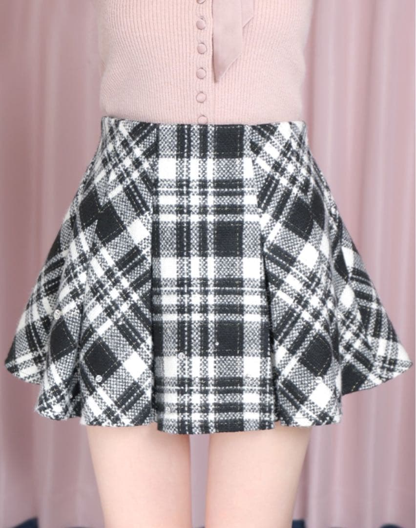 最終値下げ】Bijou check flare mini skirt - メルカリ