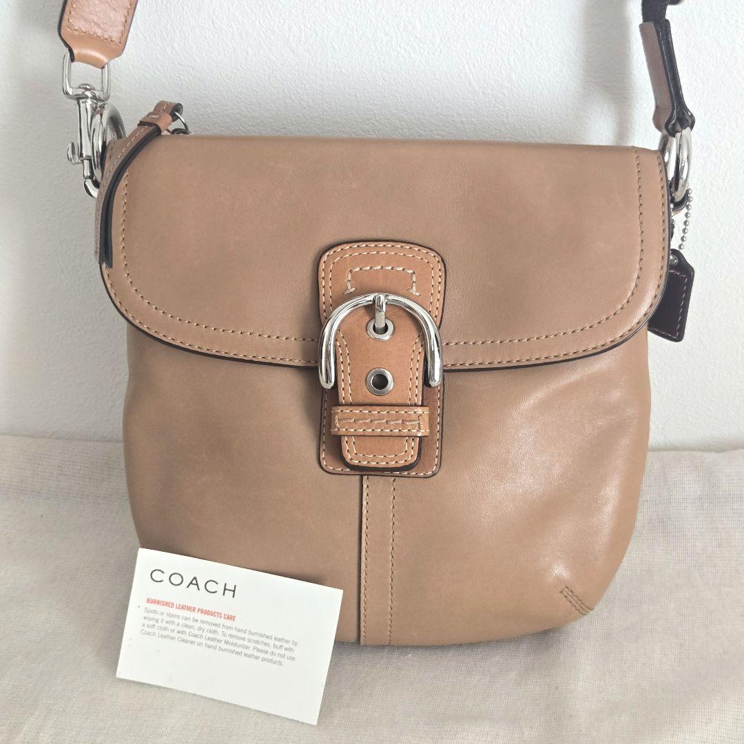 COACH ベージュレザーショルダーバッグ コーチソーホーショルダー
