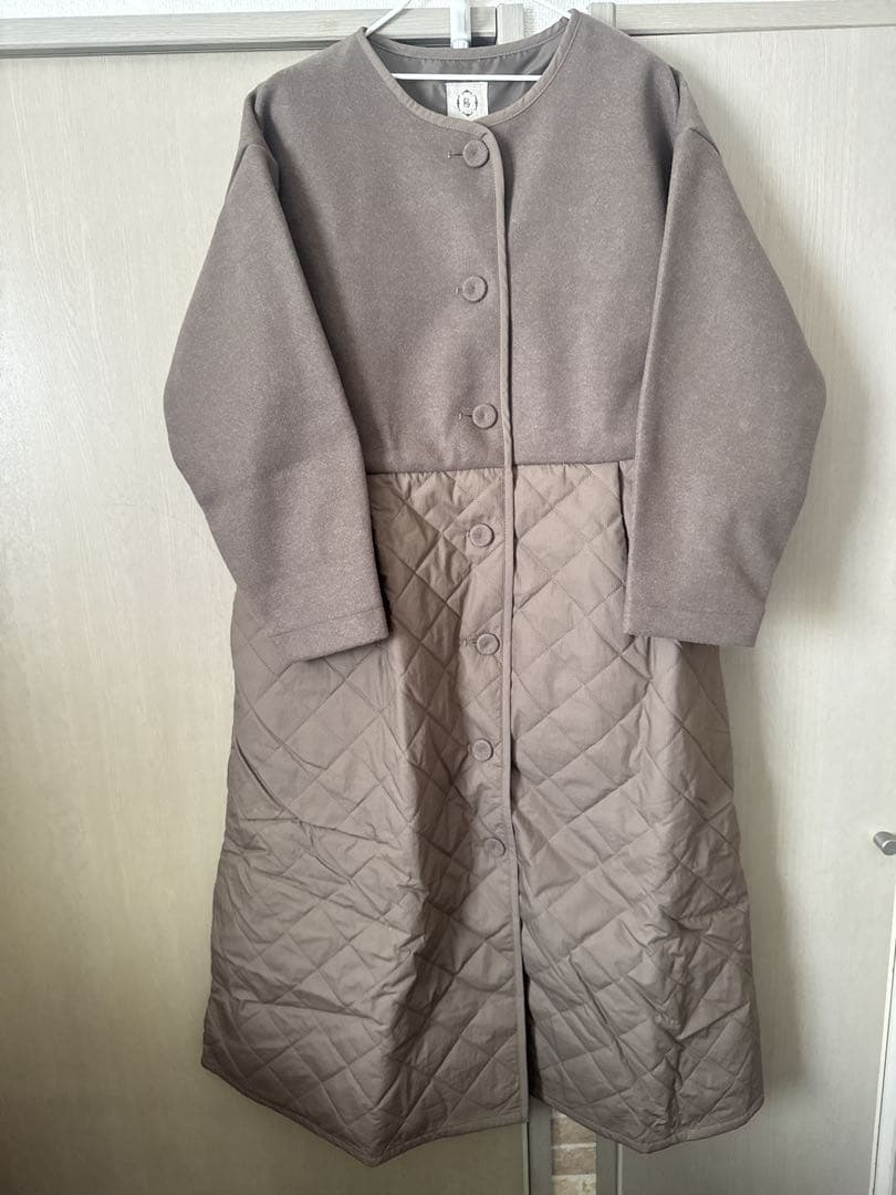 Samansa Mos2 キルト切替コート ロングコート ワンピース コート