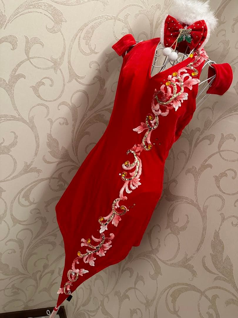 チャコット ラテン ドレス レッド 社交ダンス クリスマス M ダンス・バレエ