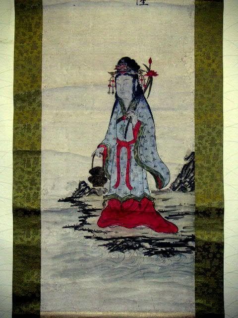 ♥掛軸 唐土佛法中興 魚籃 観音像 人物 掛け軸 観音様 骨董品 - メルカリ