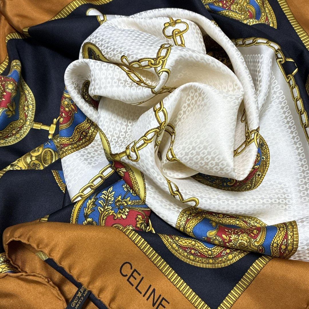 極美品✨CELINE セリーヌ シルク イタリア製 大判スカーフ ストール