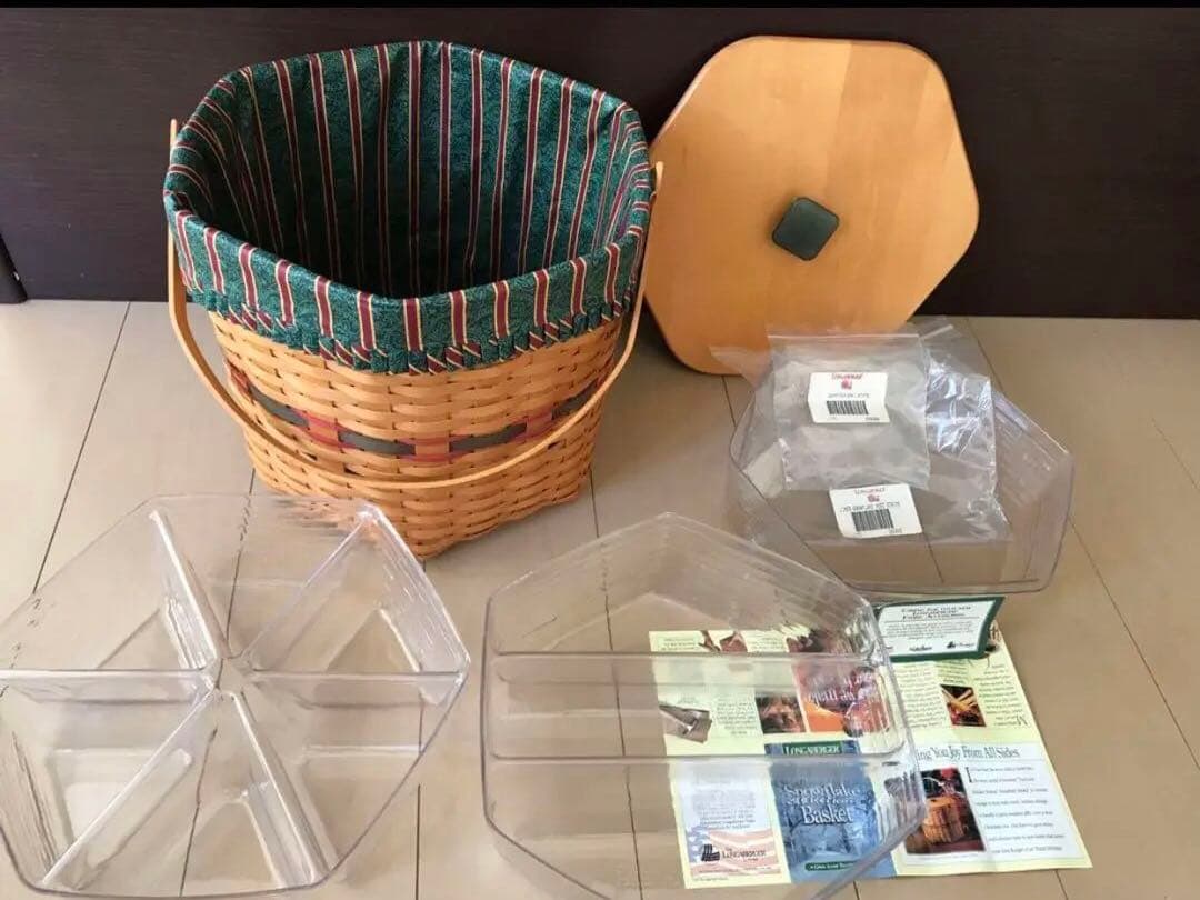 大きな籠　ロンガバーガー　ビンテージ　蓋付き　籠　かご　バスケット　レア