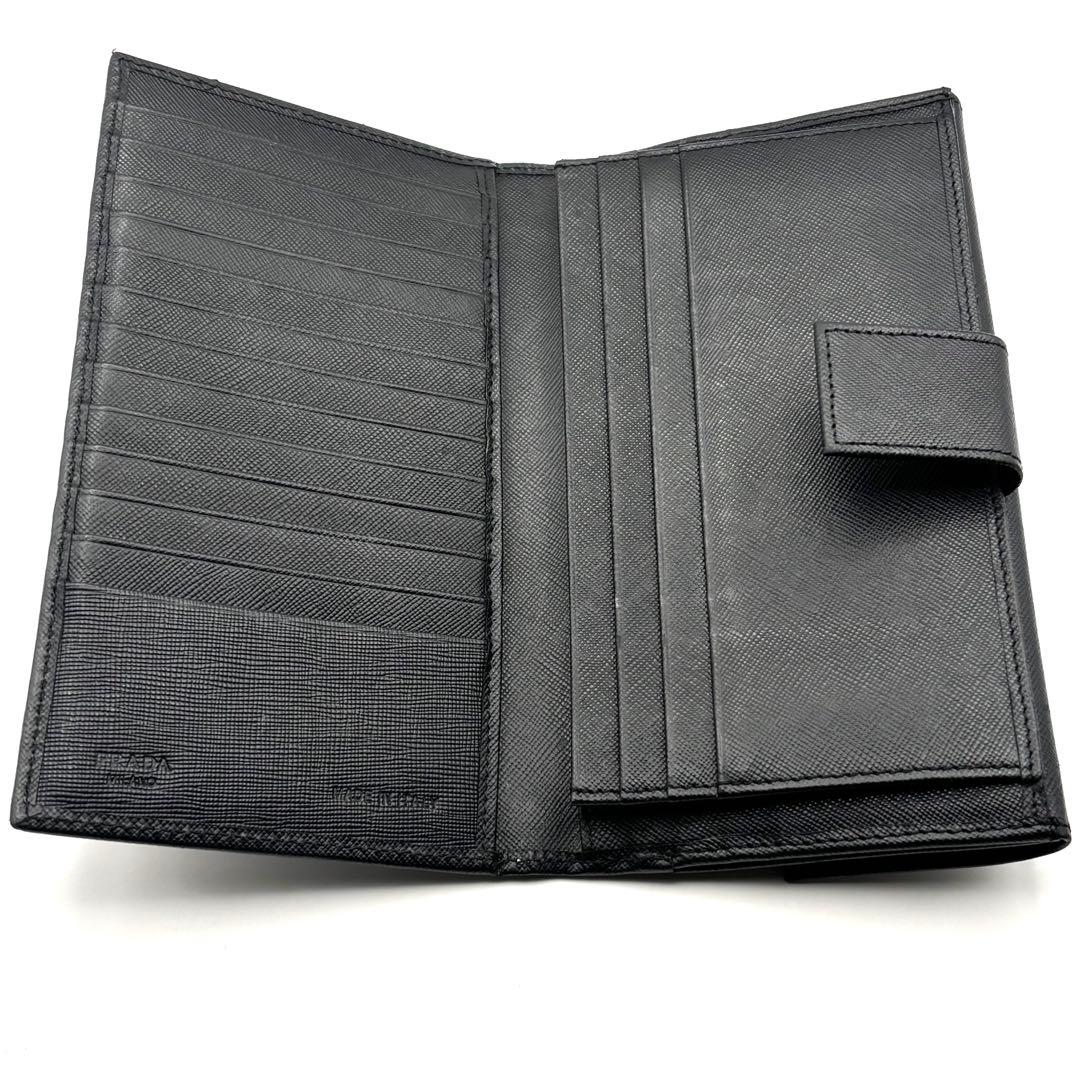 プラダ 長財布 三角ロゴ サフィアーノレザー Wホック ブラック 1M1133