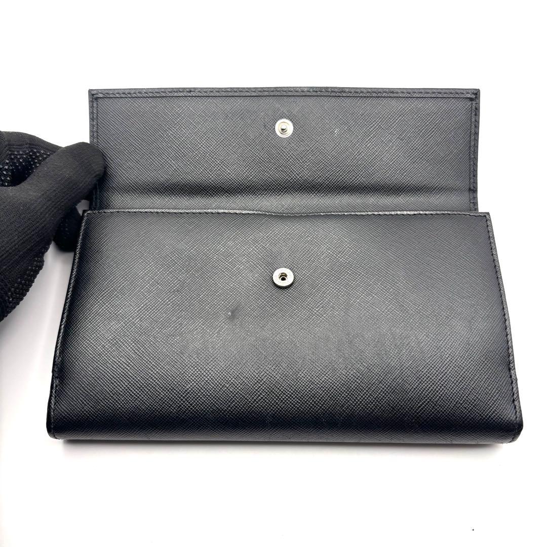 プラダ 長財布 三角ロゴ サフィアーノレザー Wホック ブラック 1M1133