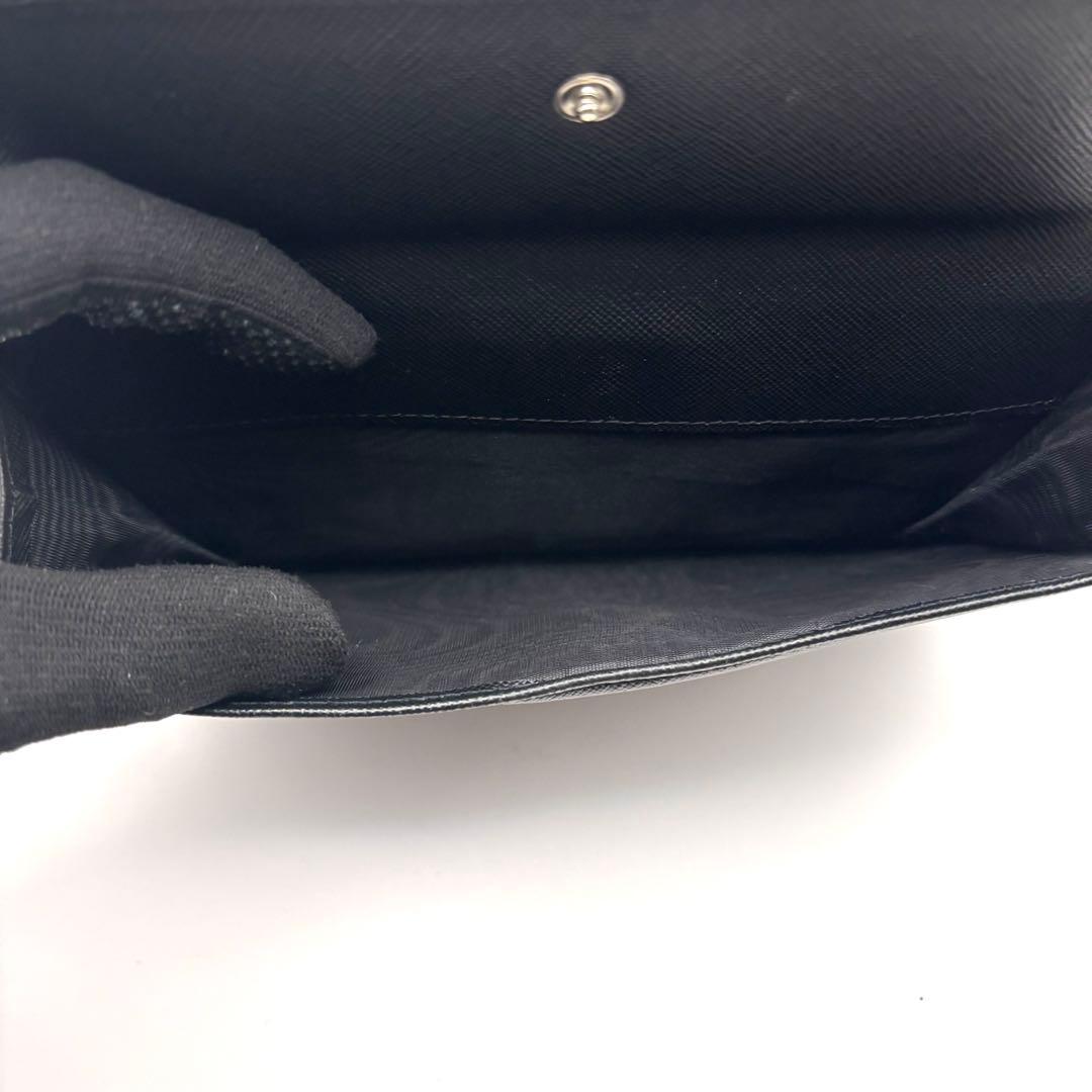 プラダ 長財布 三角ロゴ サフィアーノレザー Wホック ブラック 1M1133