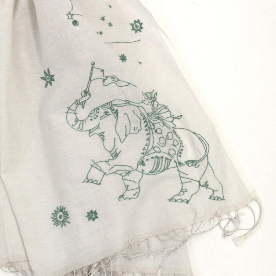 ヨーガンレール 19SS コットンシルク象刺繍スカーフ / ストール