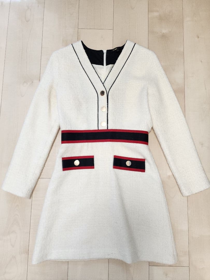 maje ワンピース 38　アイボリー Vネック ミニワンピース