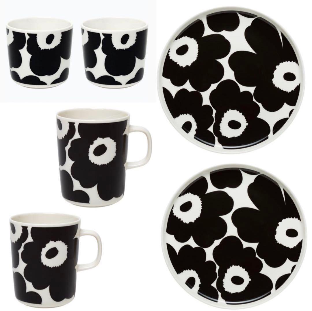 marimekko マリメッコ モノトーンプレート×マグカップ×ラテマグセット