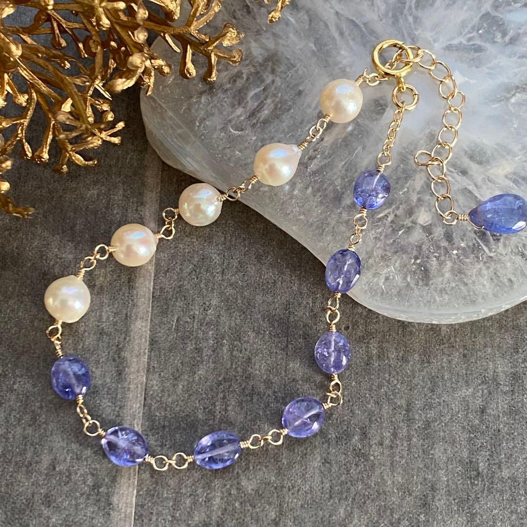 専用です】タンザナイト＆アコヤ真珠✴︎14kgfブレスレットB176（再販