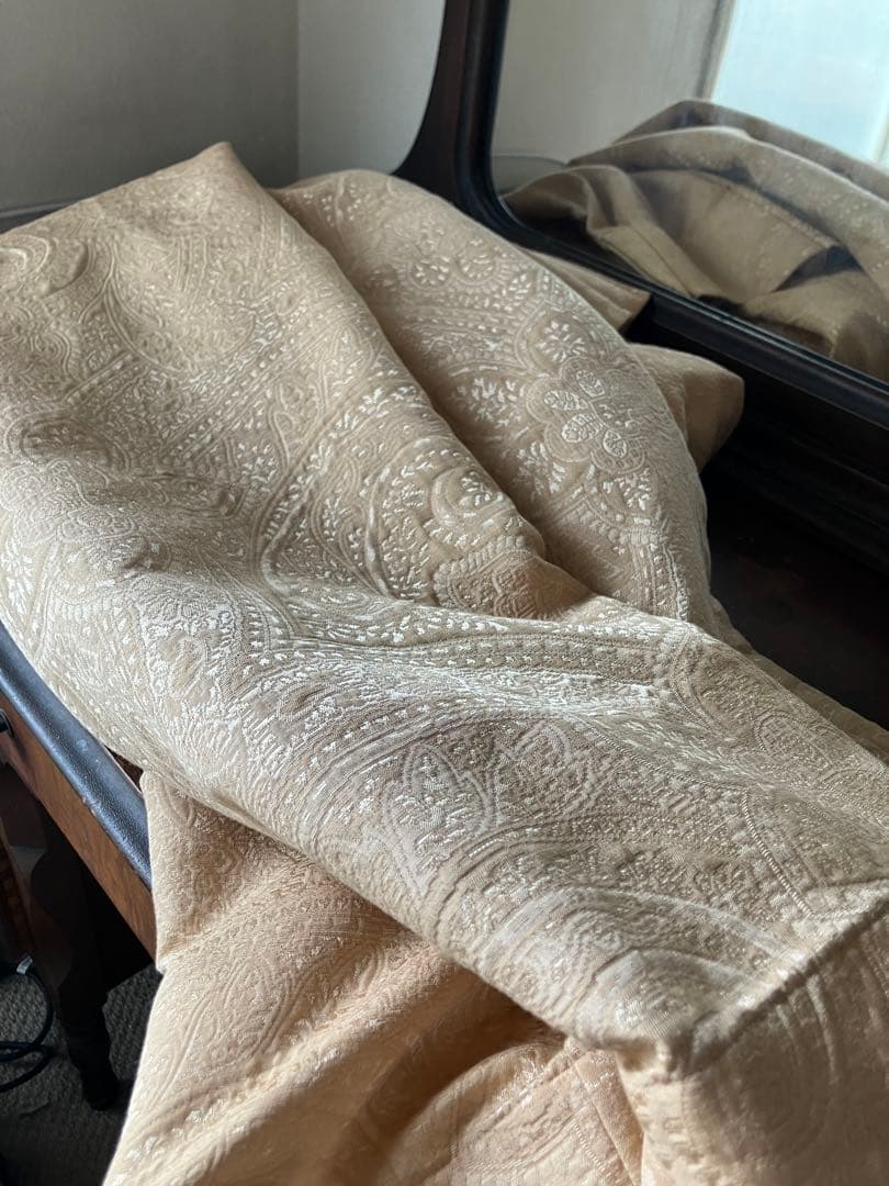 アンティーク】川島織物オーダーカーテン幅128高198 2枚 タッセル付き