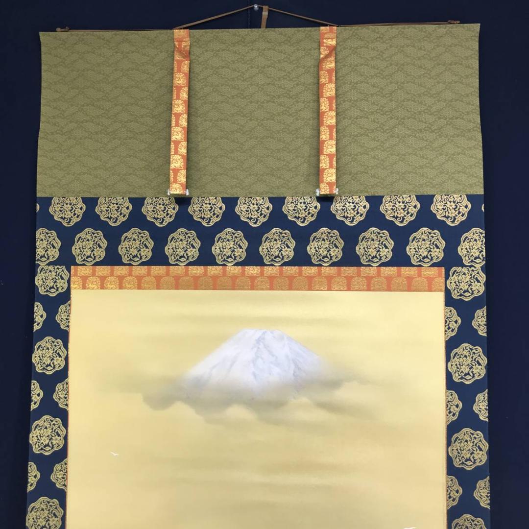 真作】国井幸雪/富士馬上武者図/武者絵/掛軸/名家伝来/AD-370