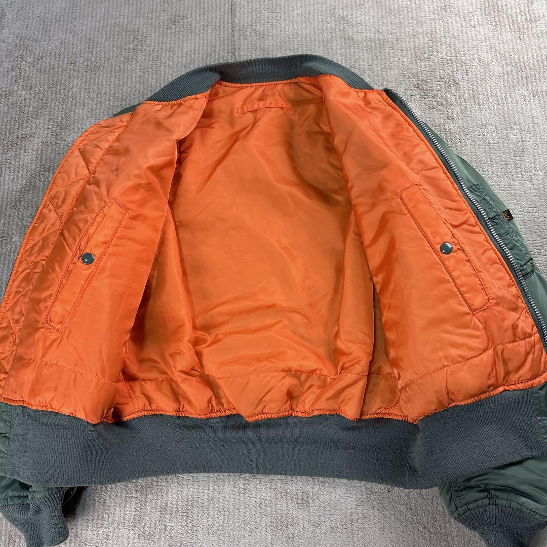 【USA製】90s ALPHA MA-1 セージグリーン L ヴィンテージ 短丈