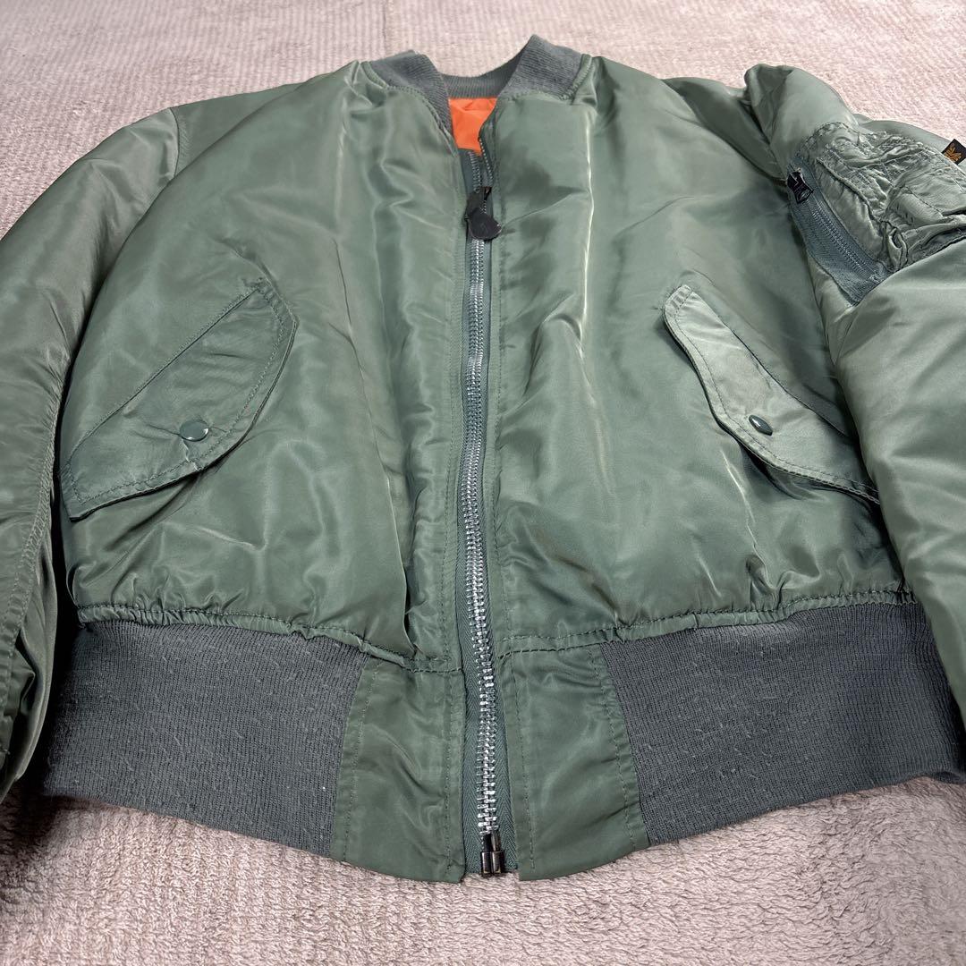 【USA製】90s ALPHA MA-1 セージグリーン L ヴィンテージ 短丈