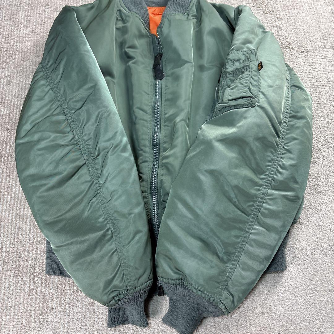 【USA製】90s ALPHA MA-1 セージグリーン L ヴィンテージ 短丈