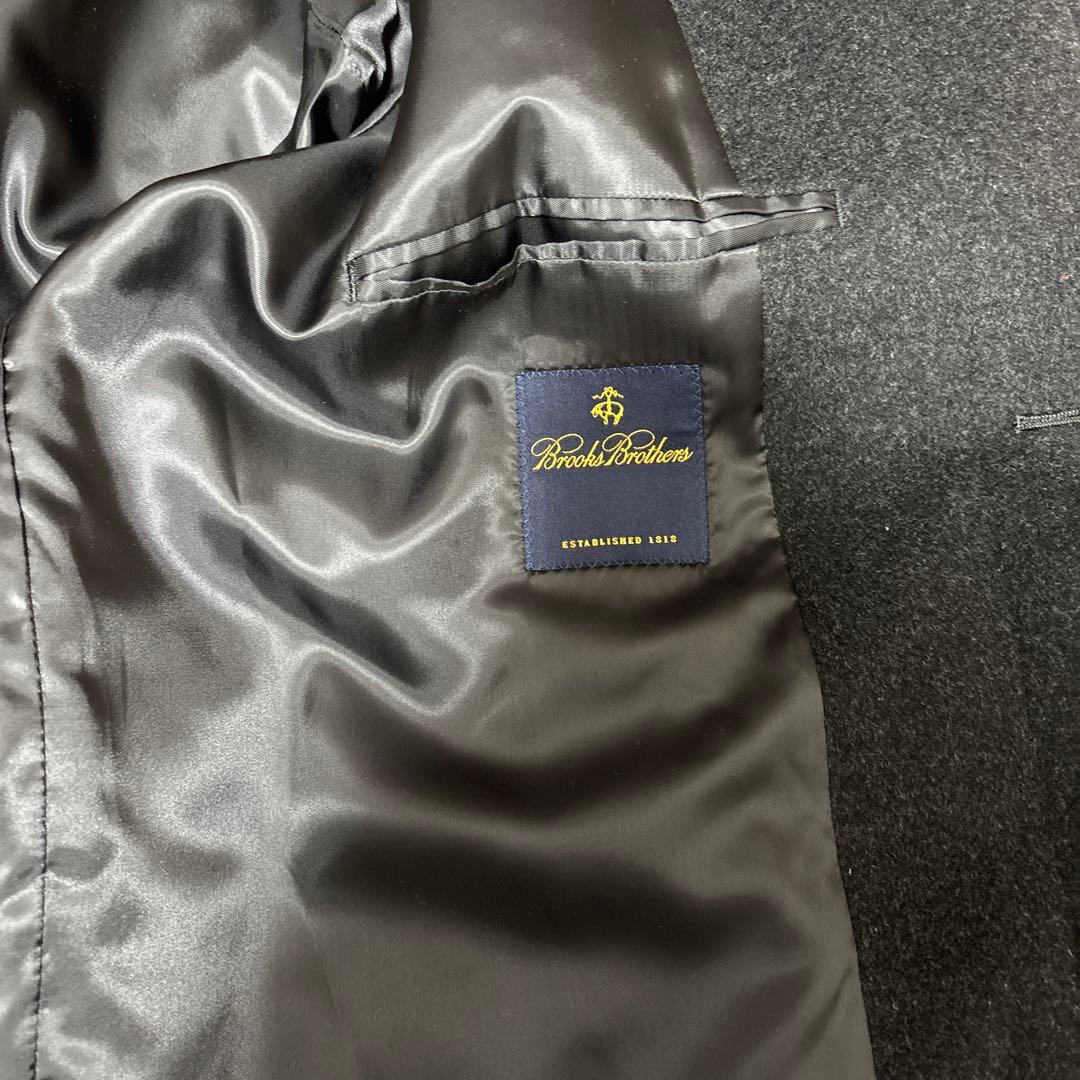 【美品】ブルックスブラザーズ カシミヤ混 ステンカラーコート ダークグレー 38