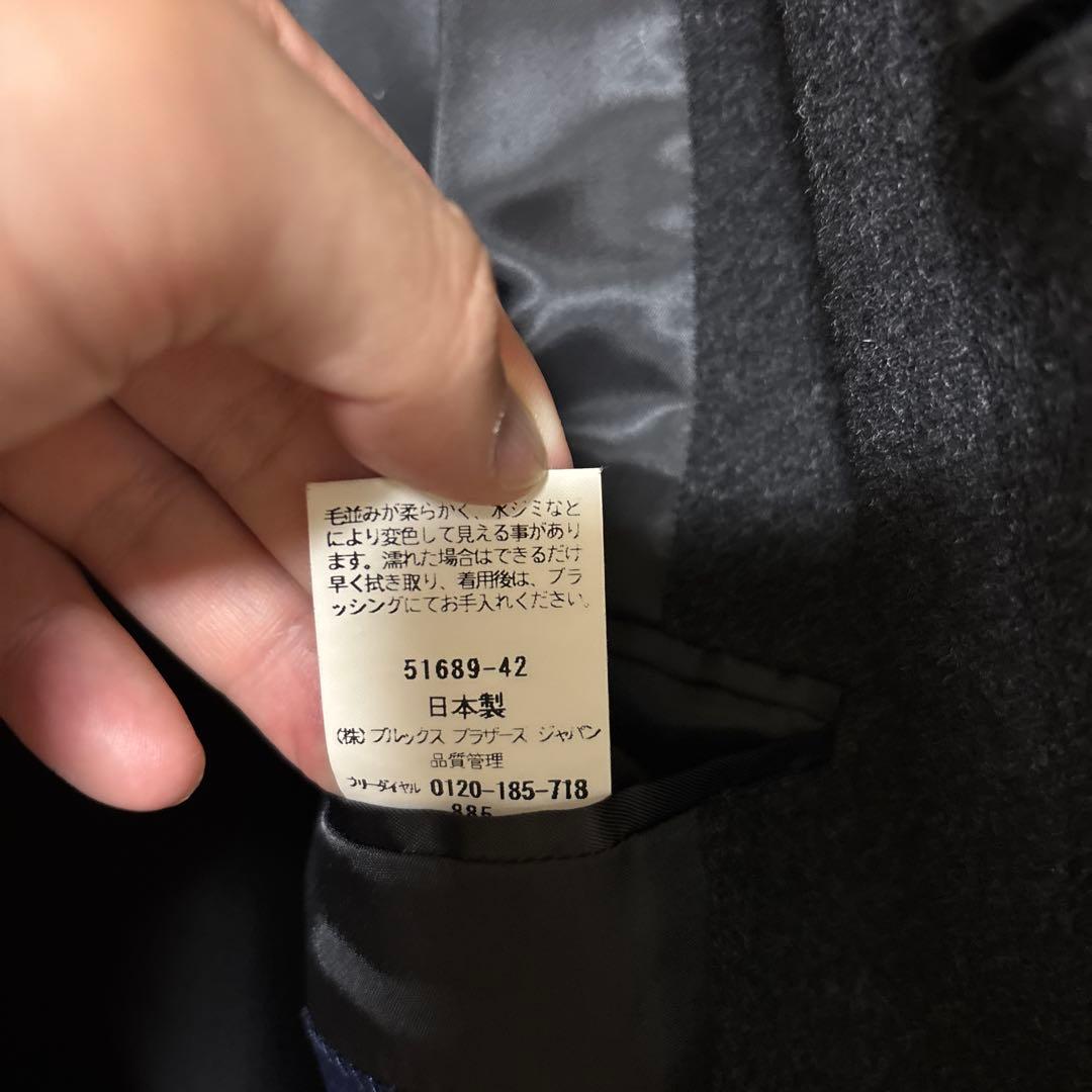 【美品】ブルックスブラザーズ カシミヤ混 ステンカラーコート ダークグレー 38