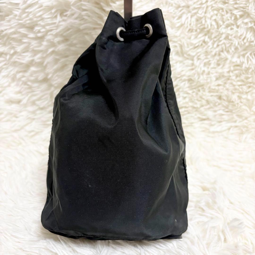 PRADA プラダ 巾着　白タグ　ポーチ バニティ 三角ロゴ　テスート　ナイロン