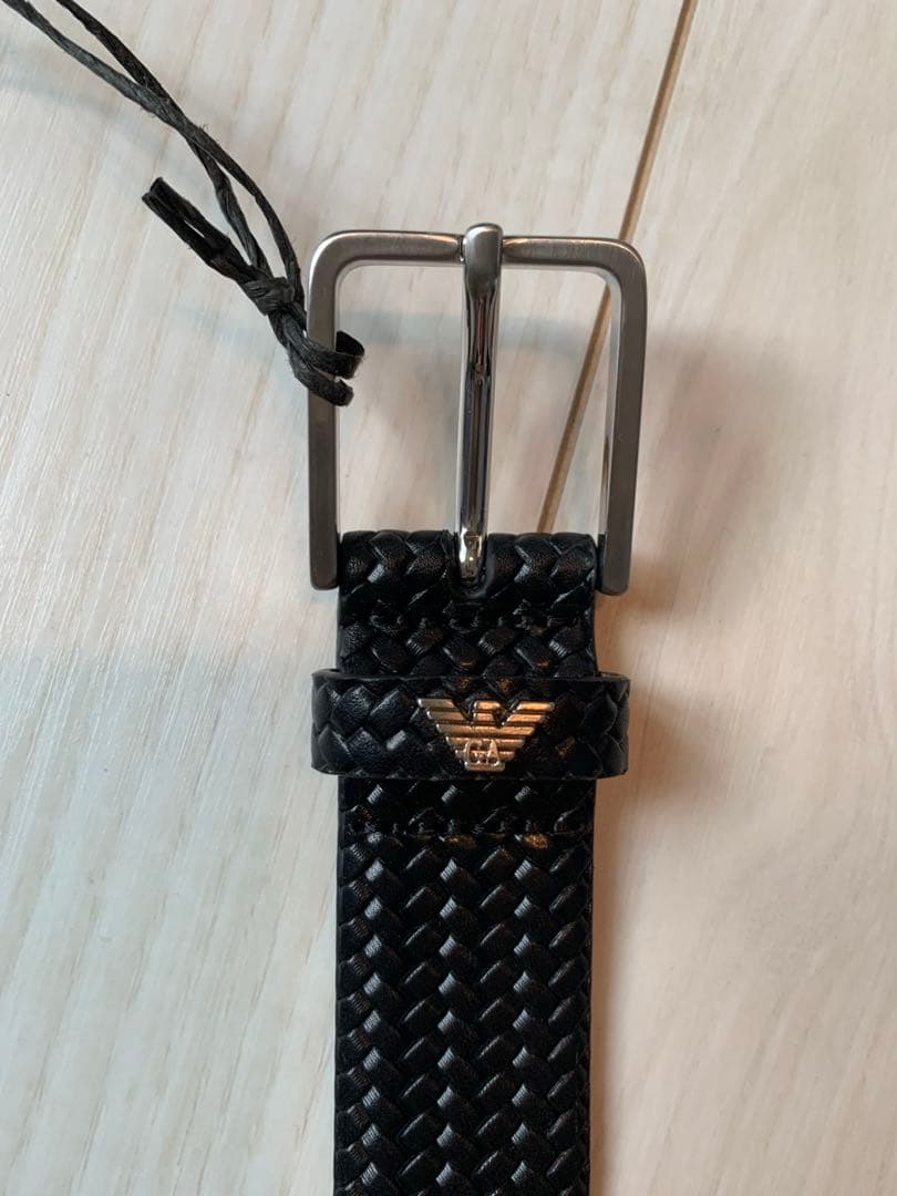 EMPORIOARMANIブラック編み込みベルト クラシック