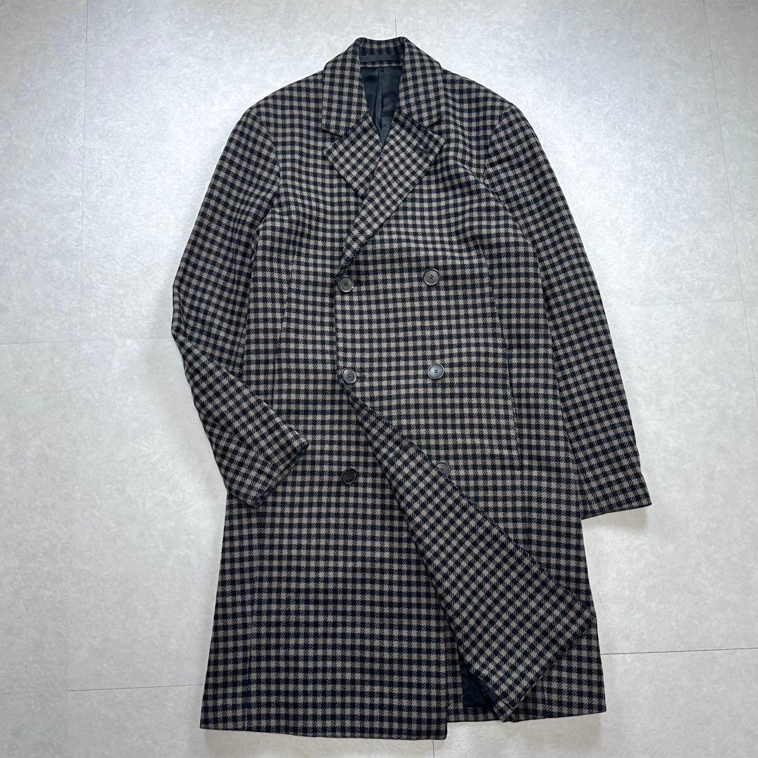 【美品】Theory ウールカシミヤダブルチェスターコート チェック XS