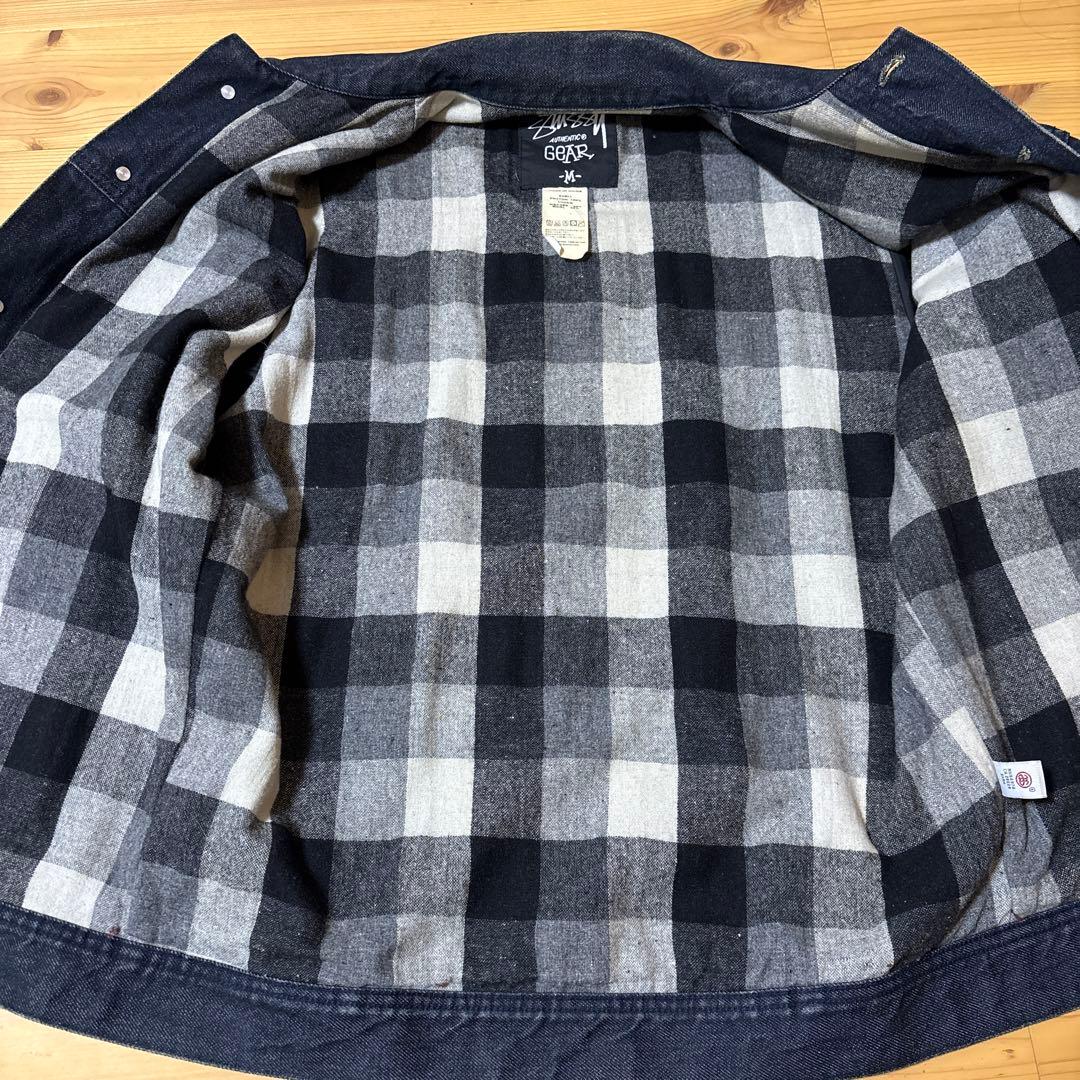 STUSSY TRIBE デニムジャケット Gジャン 刺繍 濃紺 M