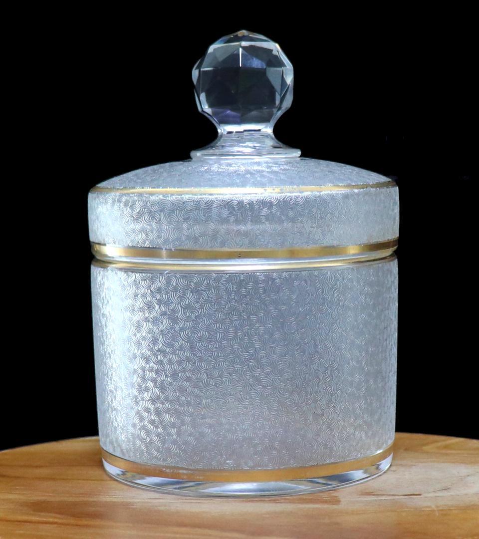 オールド・バカラ 春海商店特別注文品 青海波模様 金彩 蓋物 大サイズ