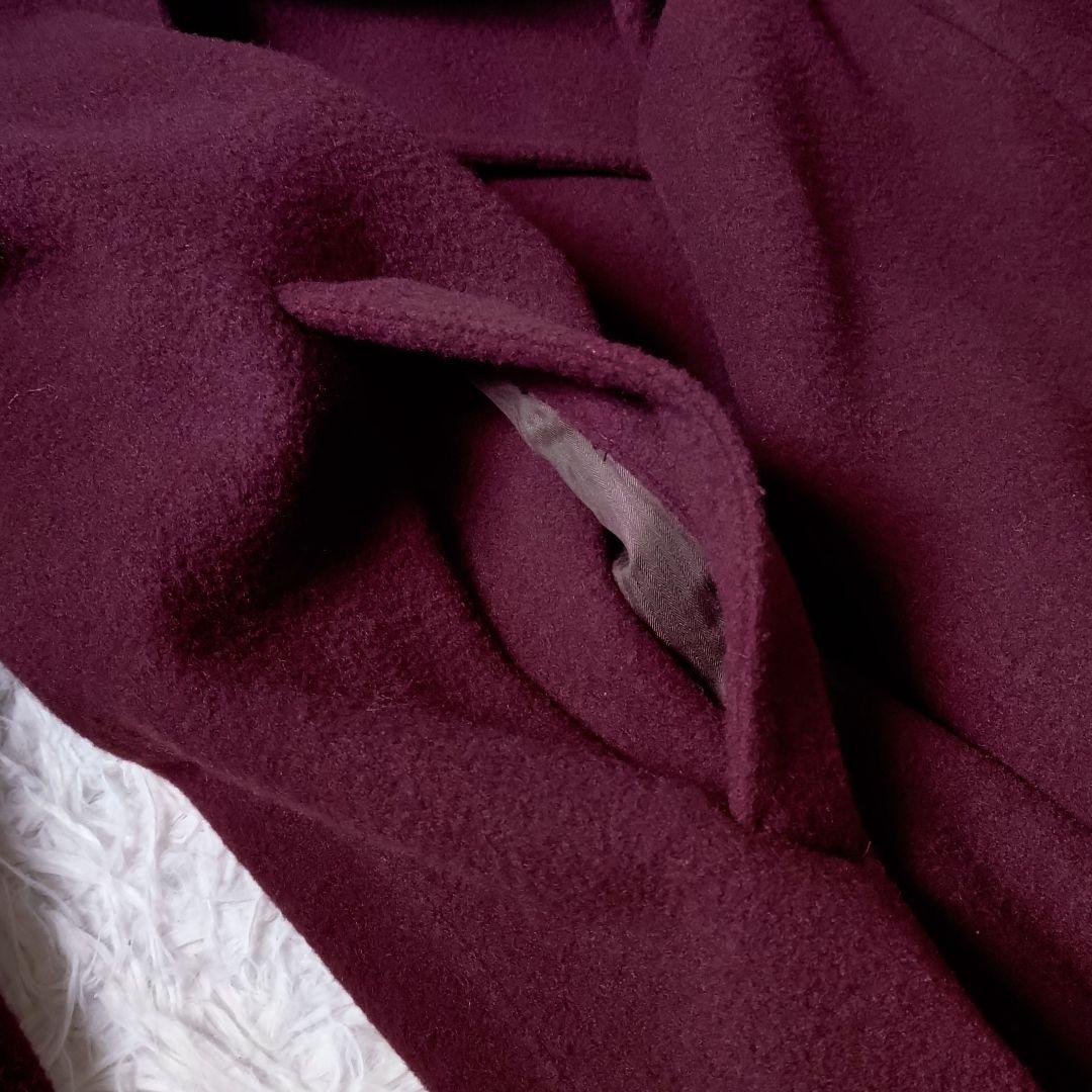 高貴色】リバーセミダブルコート カシミヤブレンド ボルドー L