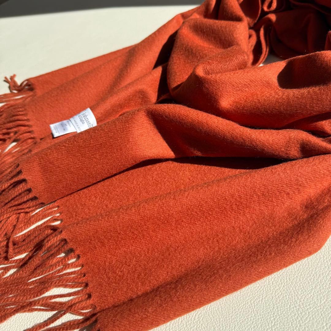 美品　ジョンストンズ　大判　ストール　マフラー　カシミヤ　オレンジ