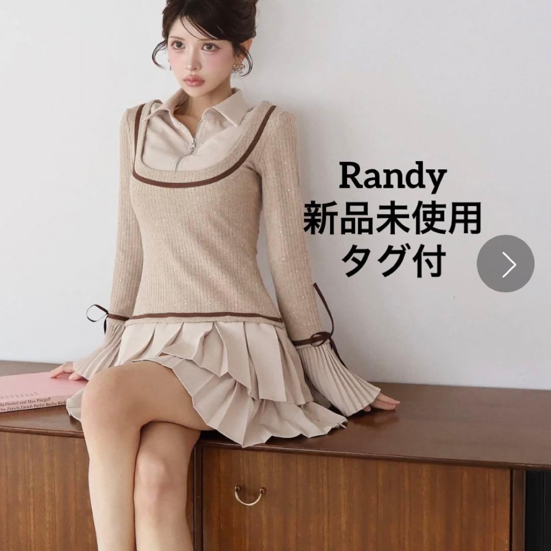 Randy ビジュープレッピーワンピース ベージュ｜Randy ビジュー