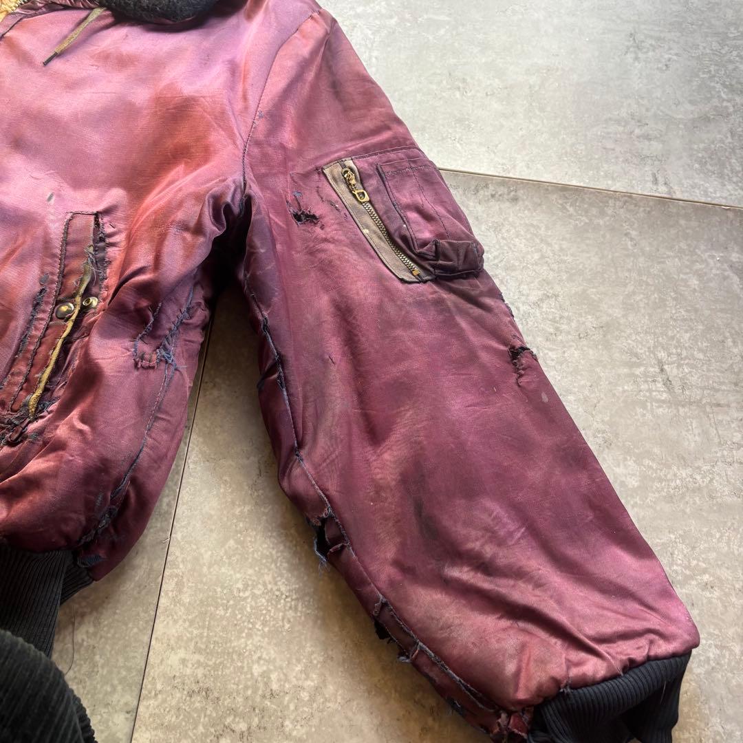 古着　50s b-15 タイプ　フライトジャケット　襤褸　茄紺