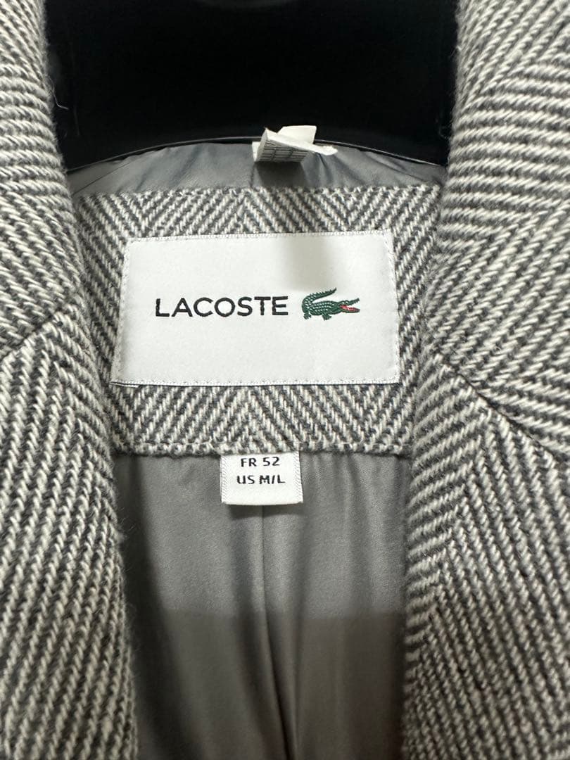 LACOSTE グレー ダブルブレスト チェスターコート FR 52