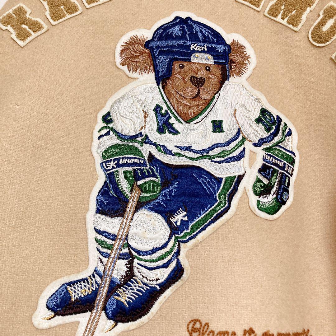 カールヘルム スタジャン くま アイスホッケー ウール レザー L ベージュ