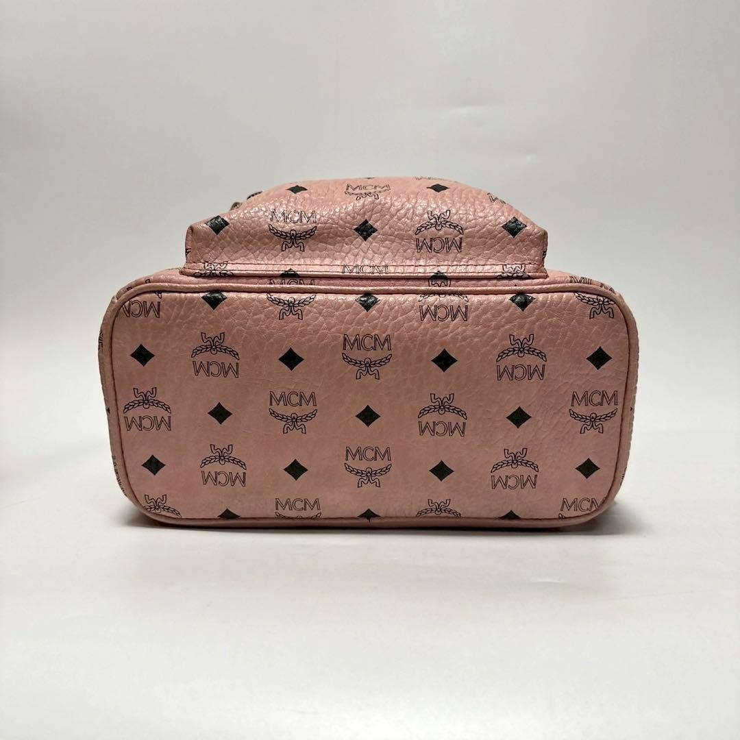 t20【美品】保存袋　Gカード付 MCM ヴィセトス　スタッズ　ピンクリュック.