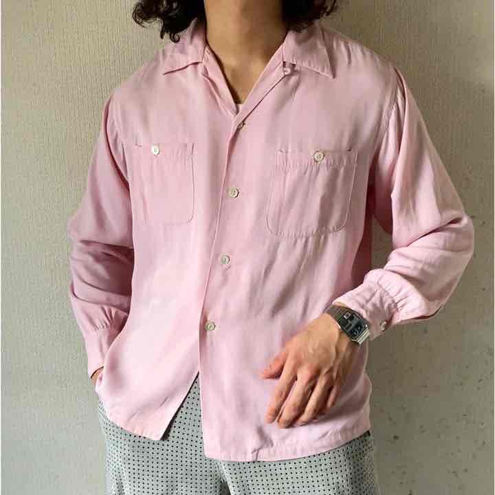 vintage 50s ミルキーピンク シャツ - メルカリ