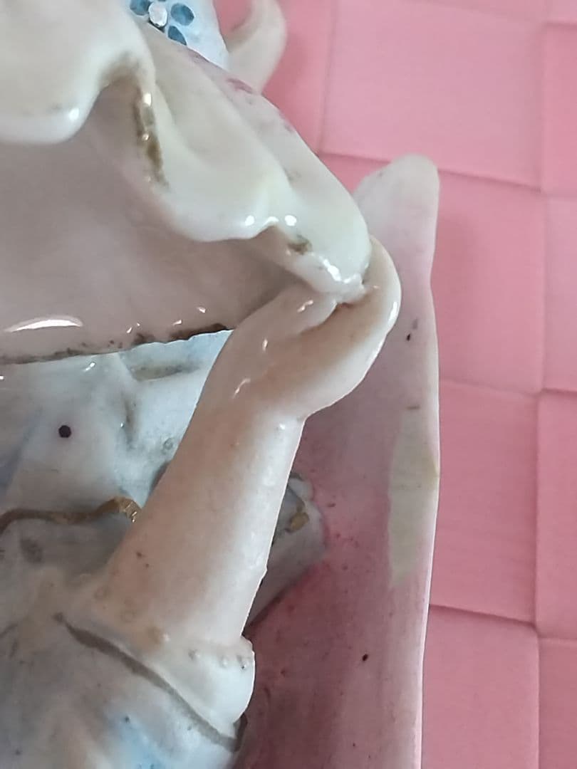 アンティーク 2人のピンク天使 聖水盤