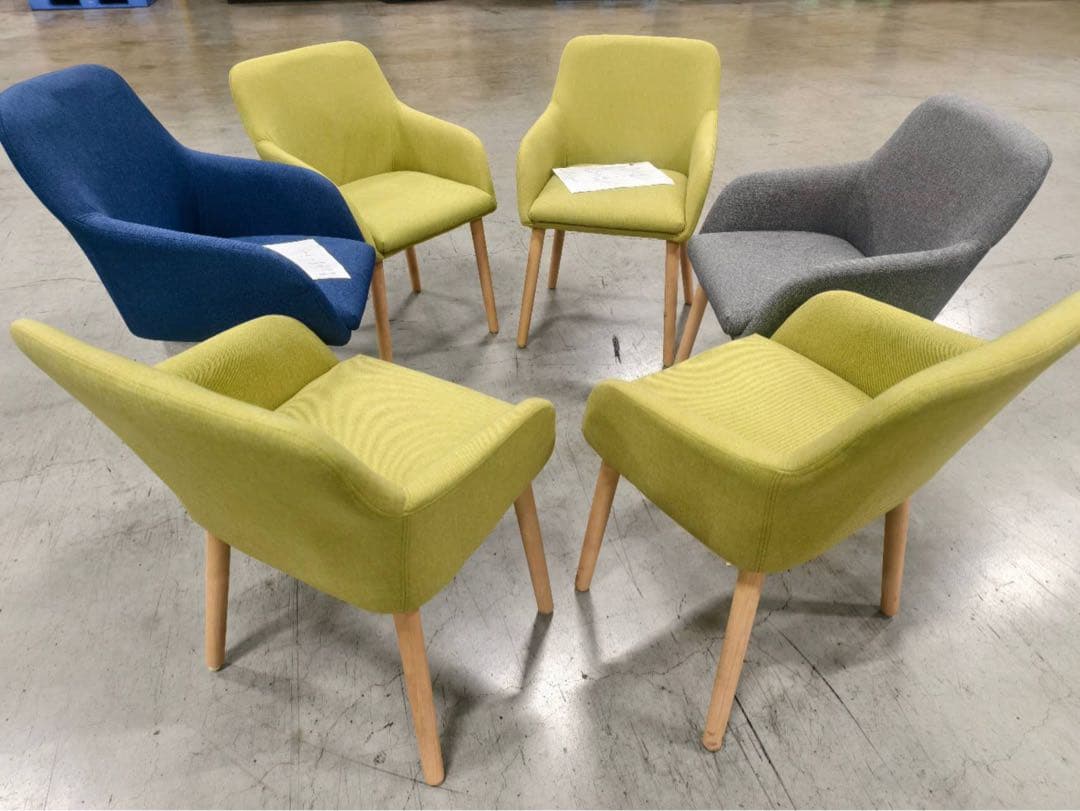 新品ダイニングチェア ネイビー4脚セット 布張り北欧風デザインファブリック製が