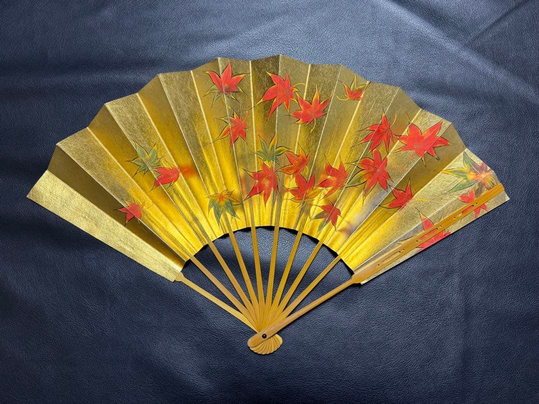 扇子　33.5cm 十松屋福井扇舗　金　紅葉　仕舞扇　能楽　着物