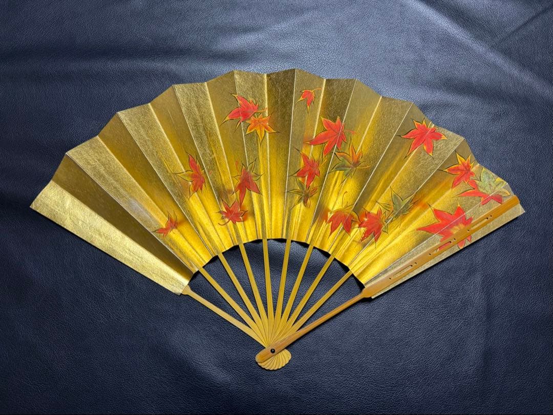 扇子　33.5cm 十松屋福井扇舗　金　紅葉　仕舞扇　能楽　着物
