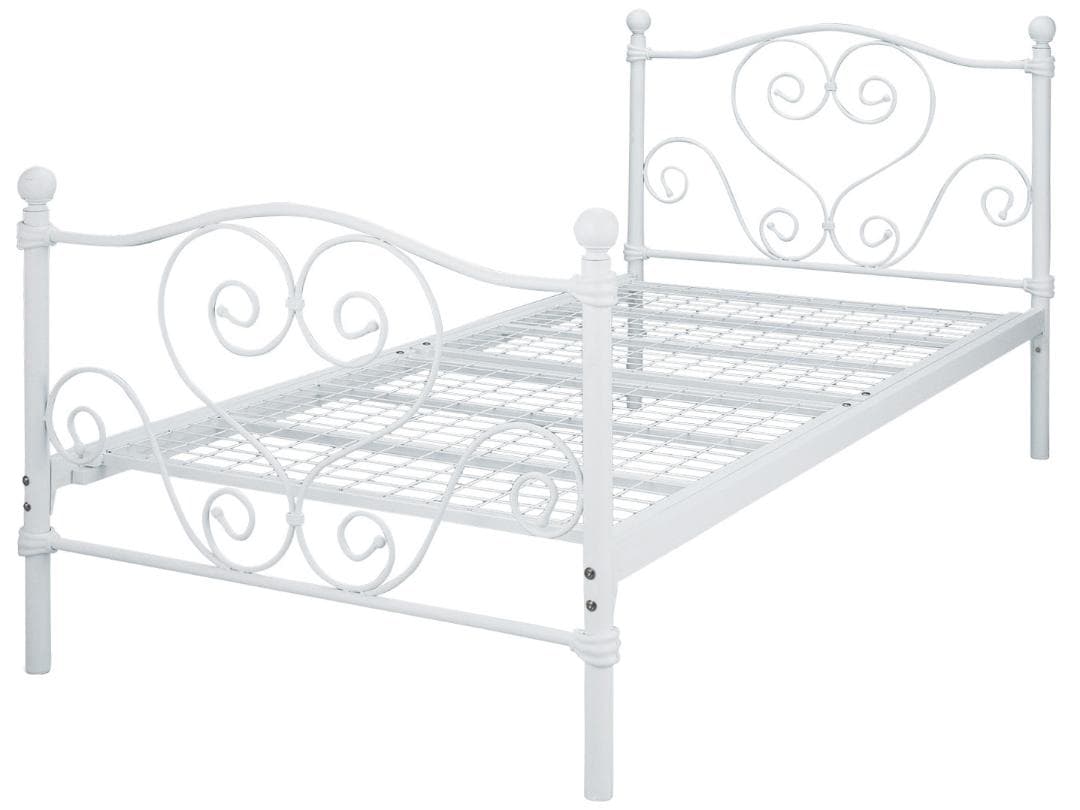 【シングル　ホワイト】かわいらしいアイアンシンデレラベッド