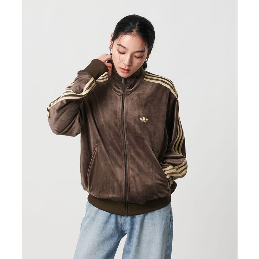 新品M】当日発送アディダス　ファイヤーバード ベロアトラックトップ茶ブラウン
