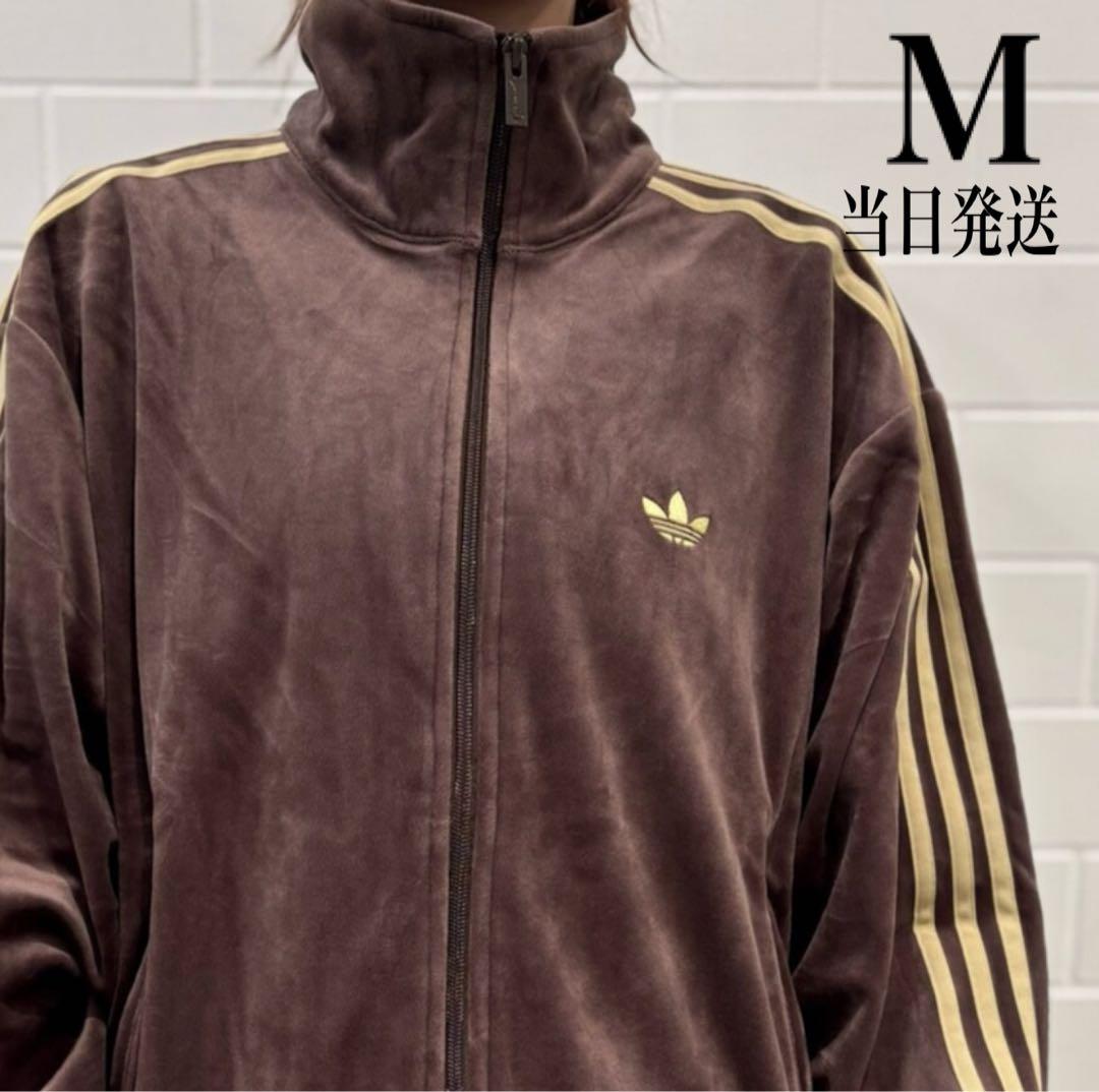 新品M】当日発送アディダス　ファイヤーバード ベロアトラックトップ茶ブラウン