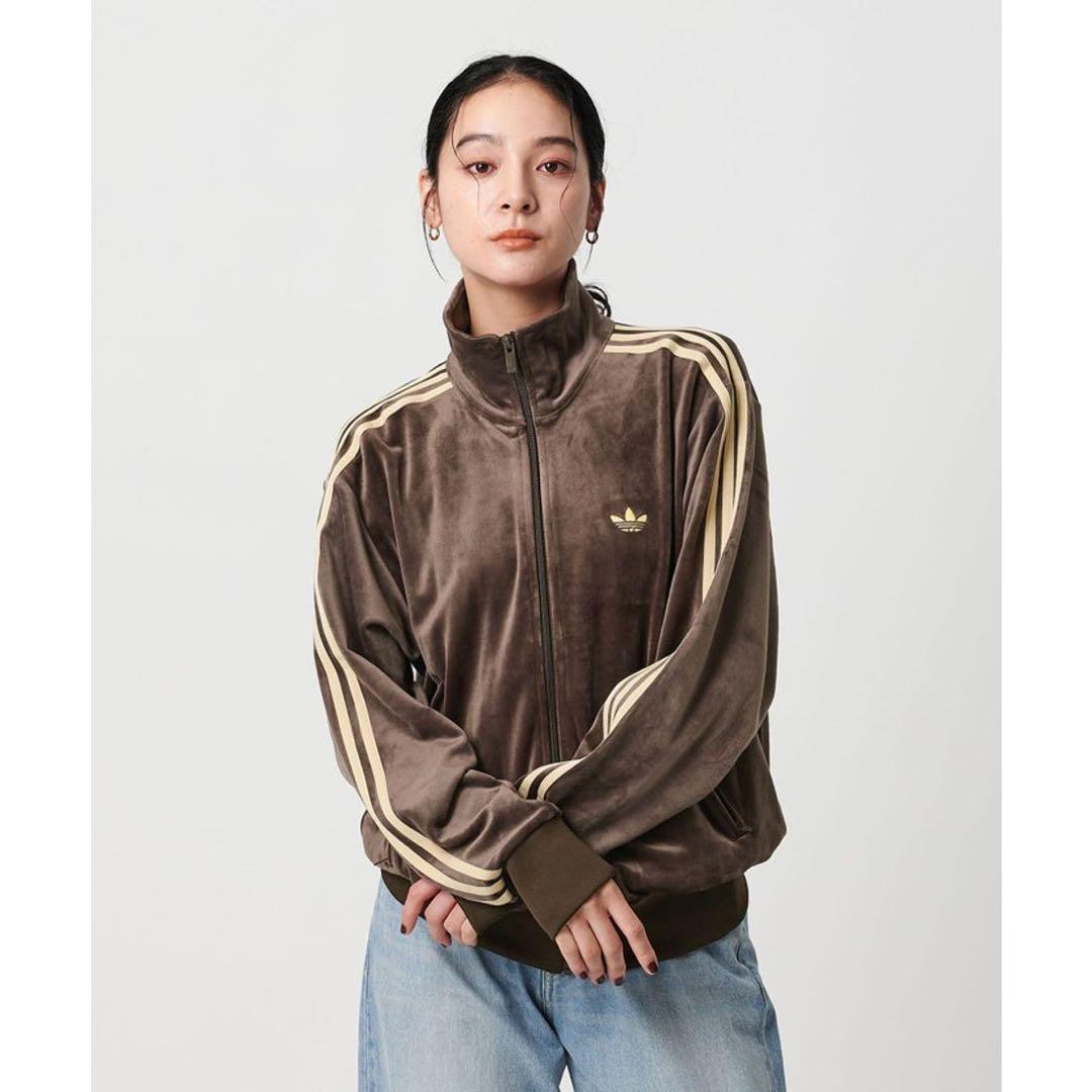 新品M】当日発送アディダス　ファイヤーバード ベロアトラックトップ茶ブラウン