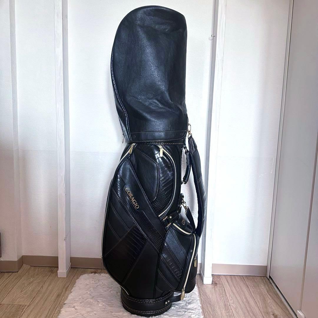 【M'S】キャディバッグ ゴルフバッグ スタンド式 ブラック